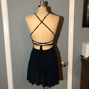 Navy Blue Open Back Dress
